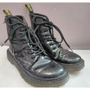 Dr Doc Martens US Women’s Size 7 Luana Airwair Black Glitter Leather Boots Flaw